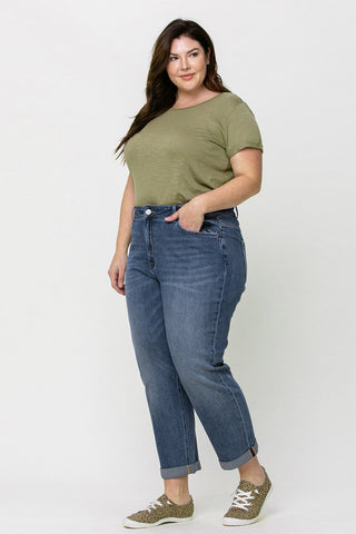 Curvy Cuffed Boyfriend Jeans