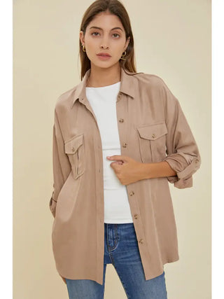 Alina Faux Suede Button Down