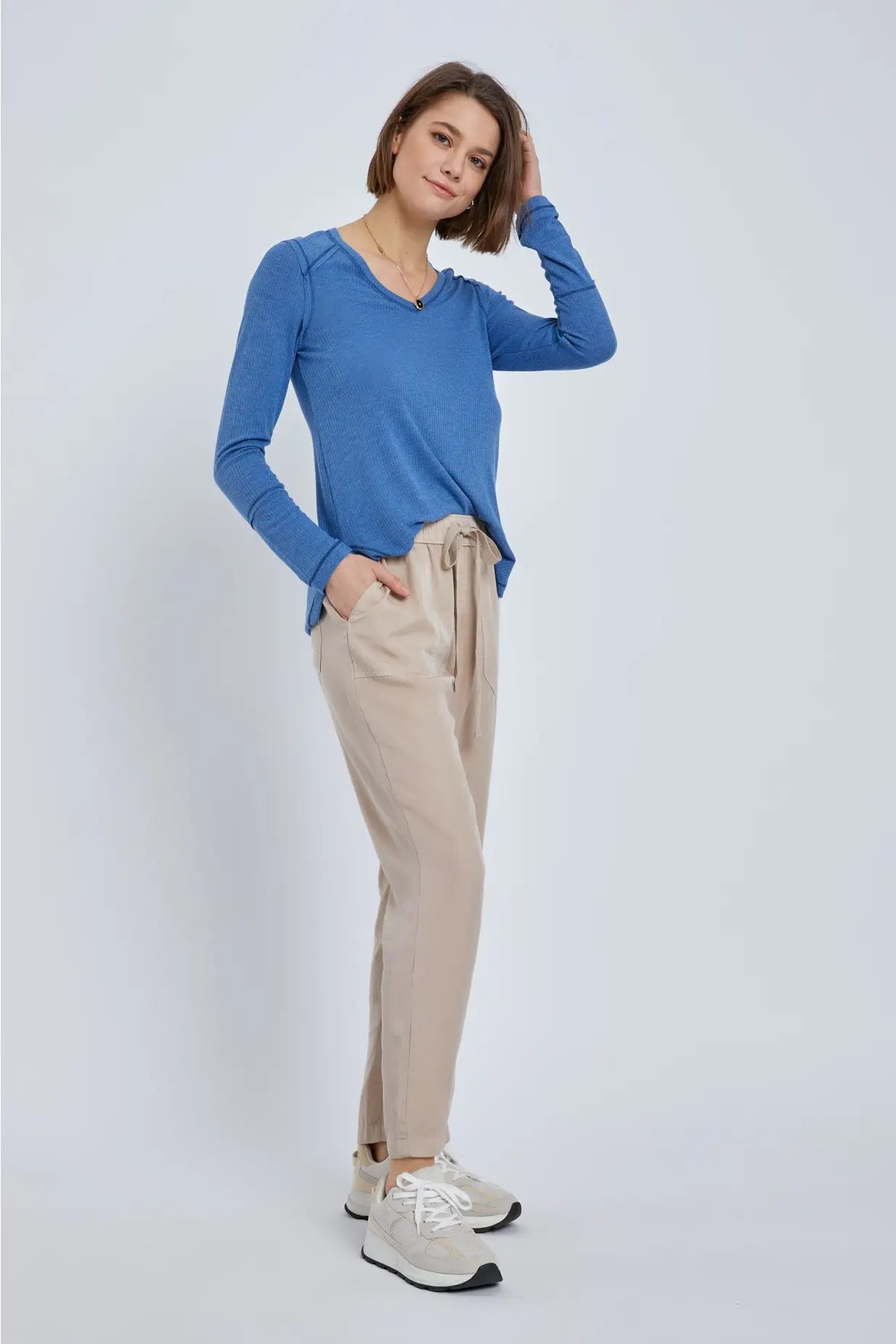 Waffle knit LS Top
