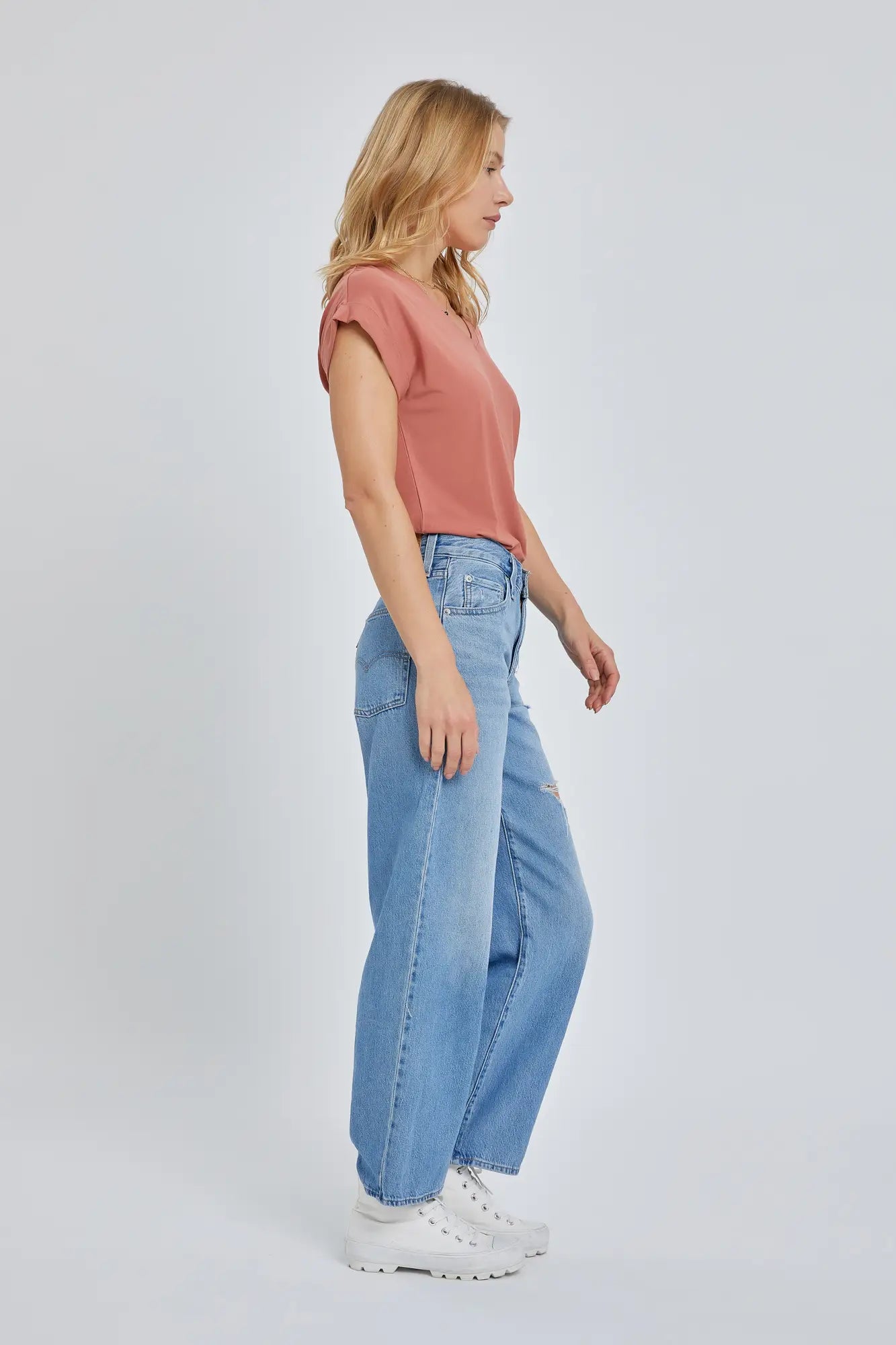 Bamboo V-neck Oversized Tee