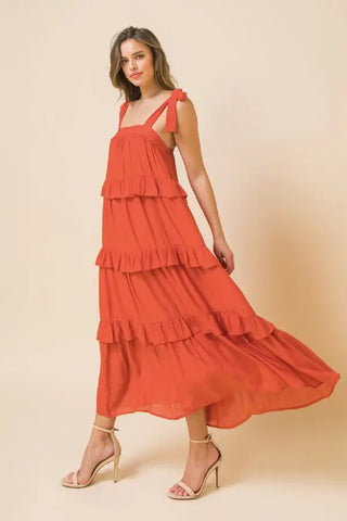 Ruffled Tiered Midi Dress