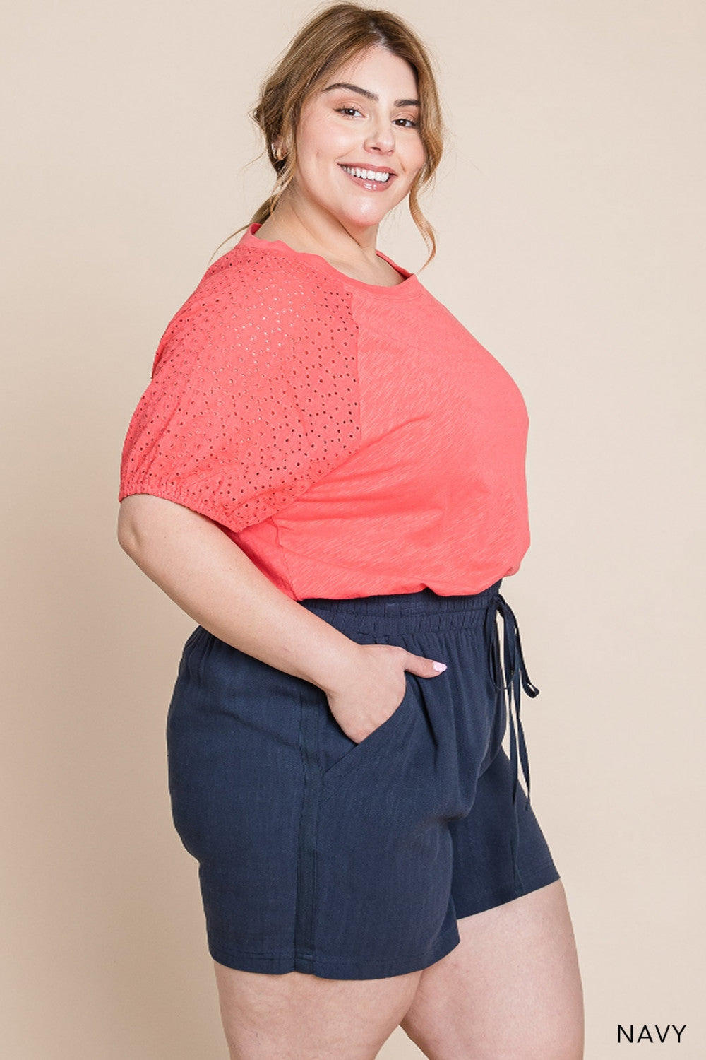 Curvy Casual Linen Shorts