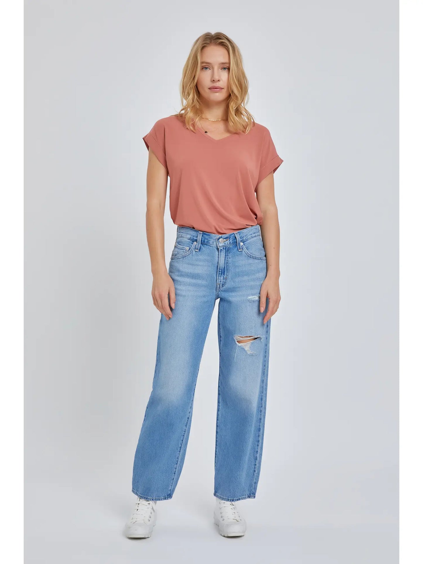 Bamboo V-neck Oversized Tee