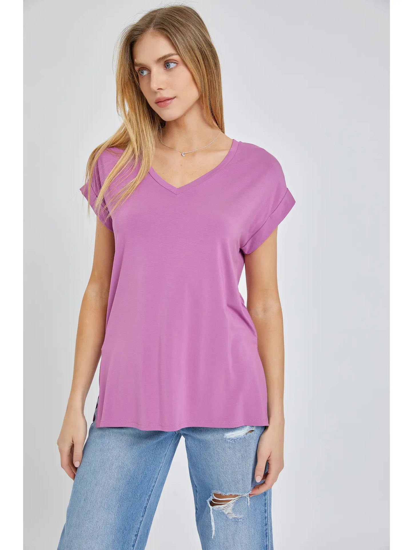 Bamboo V-neck Oversized Tee