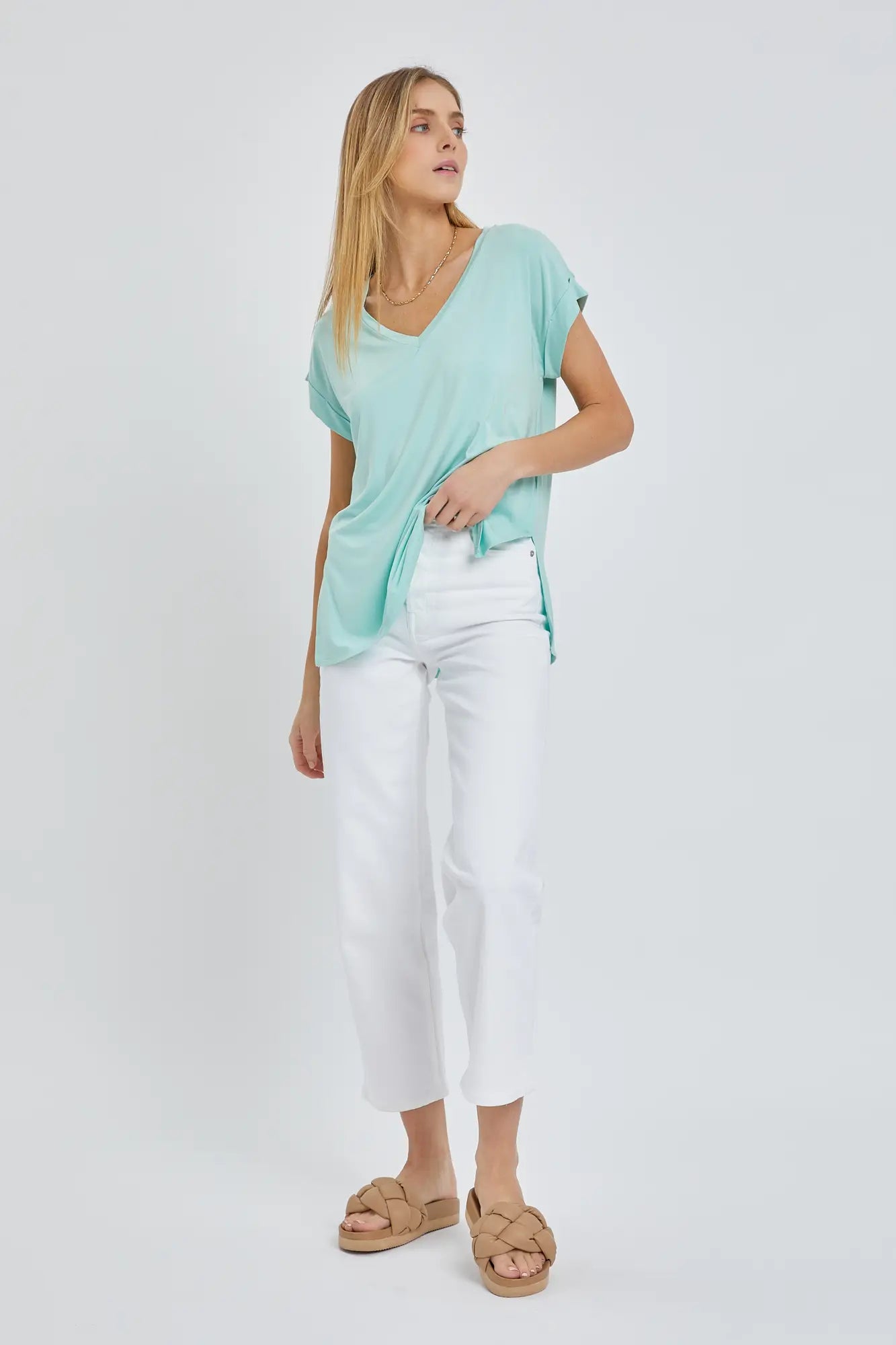 Bamboo V-neck Oversized Tee