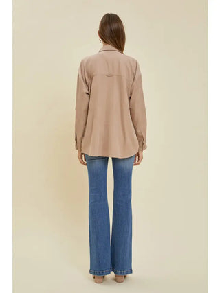 Alina Faux Suede Button Down