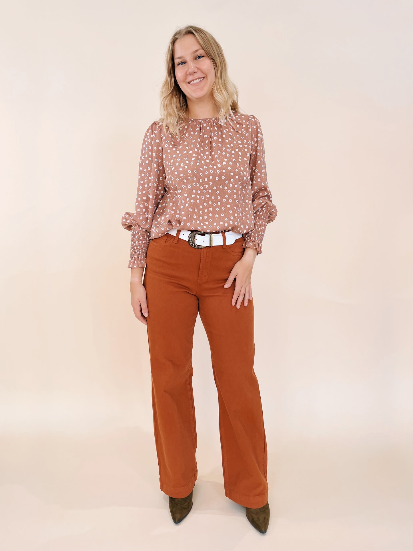 Judy Blues HR Wide Leg Pants - Rust