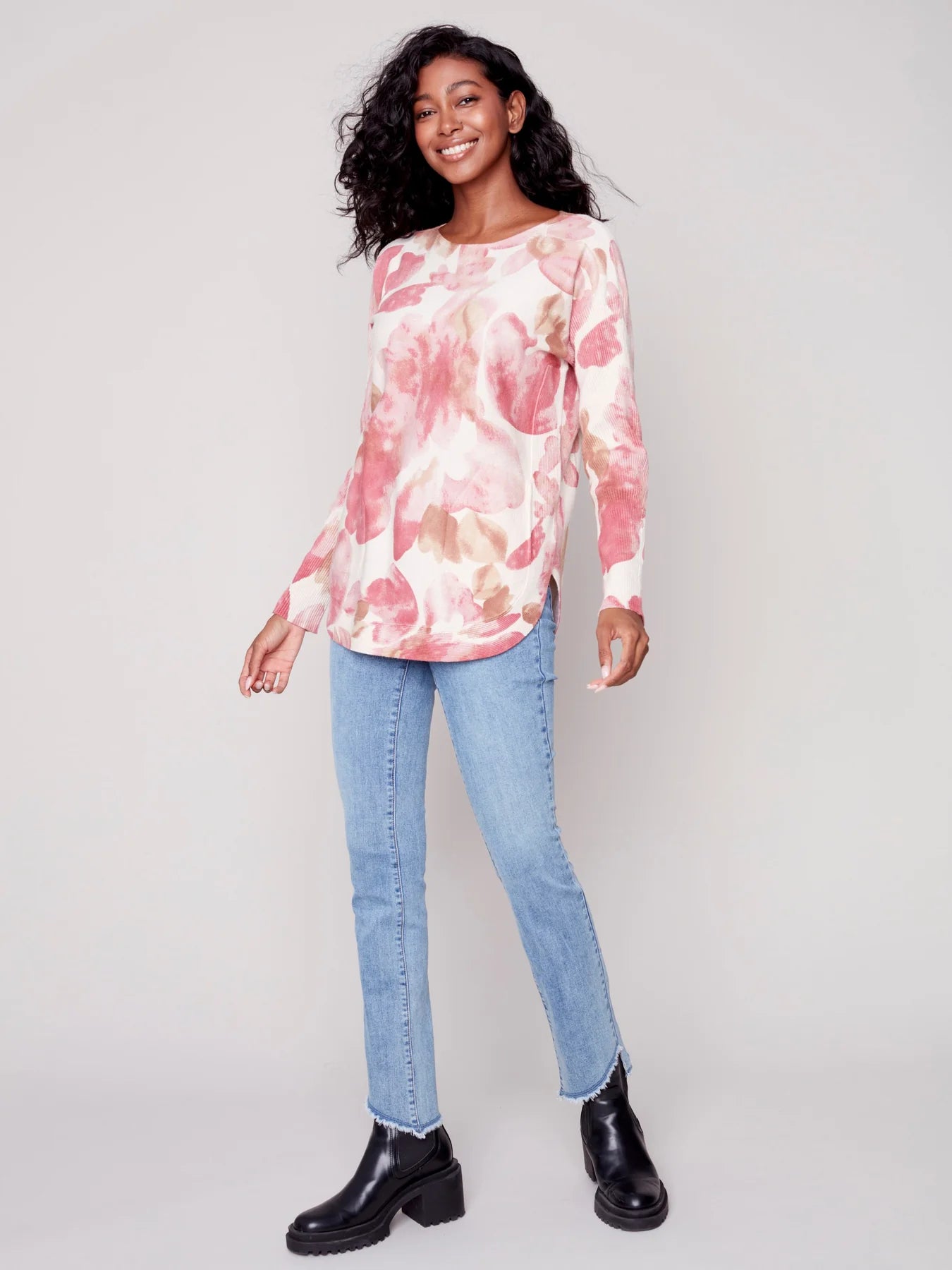 Printed Plush Sweater