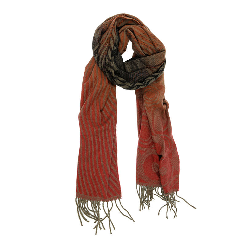 Circles/Stripes Fringe Scarf