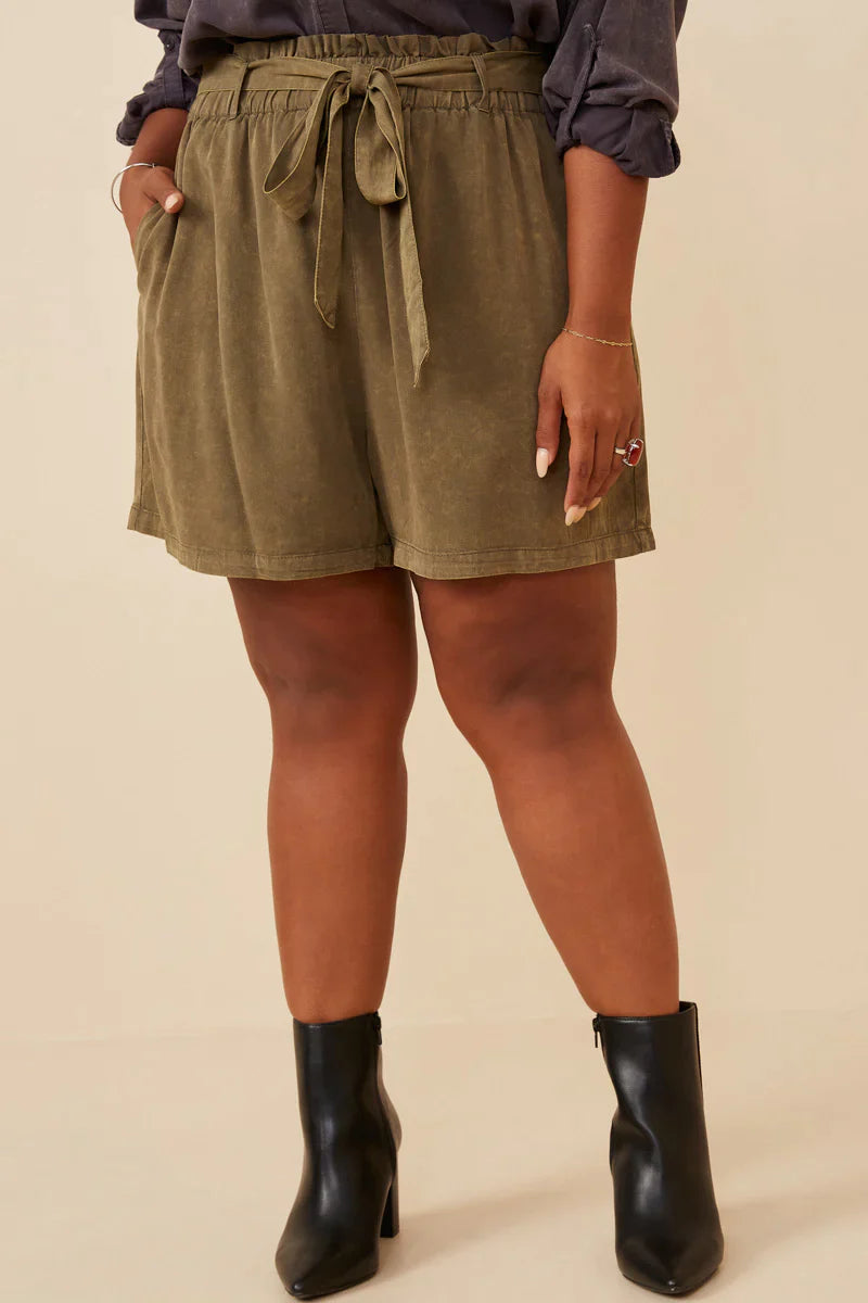 Curvy Tencel Paperbag Shorts