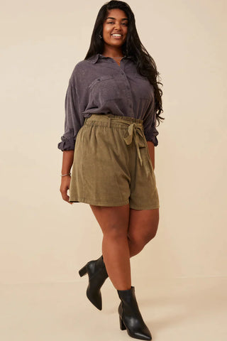 Curvy Tencel Paperbag Shorts