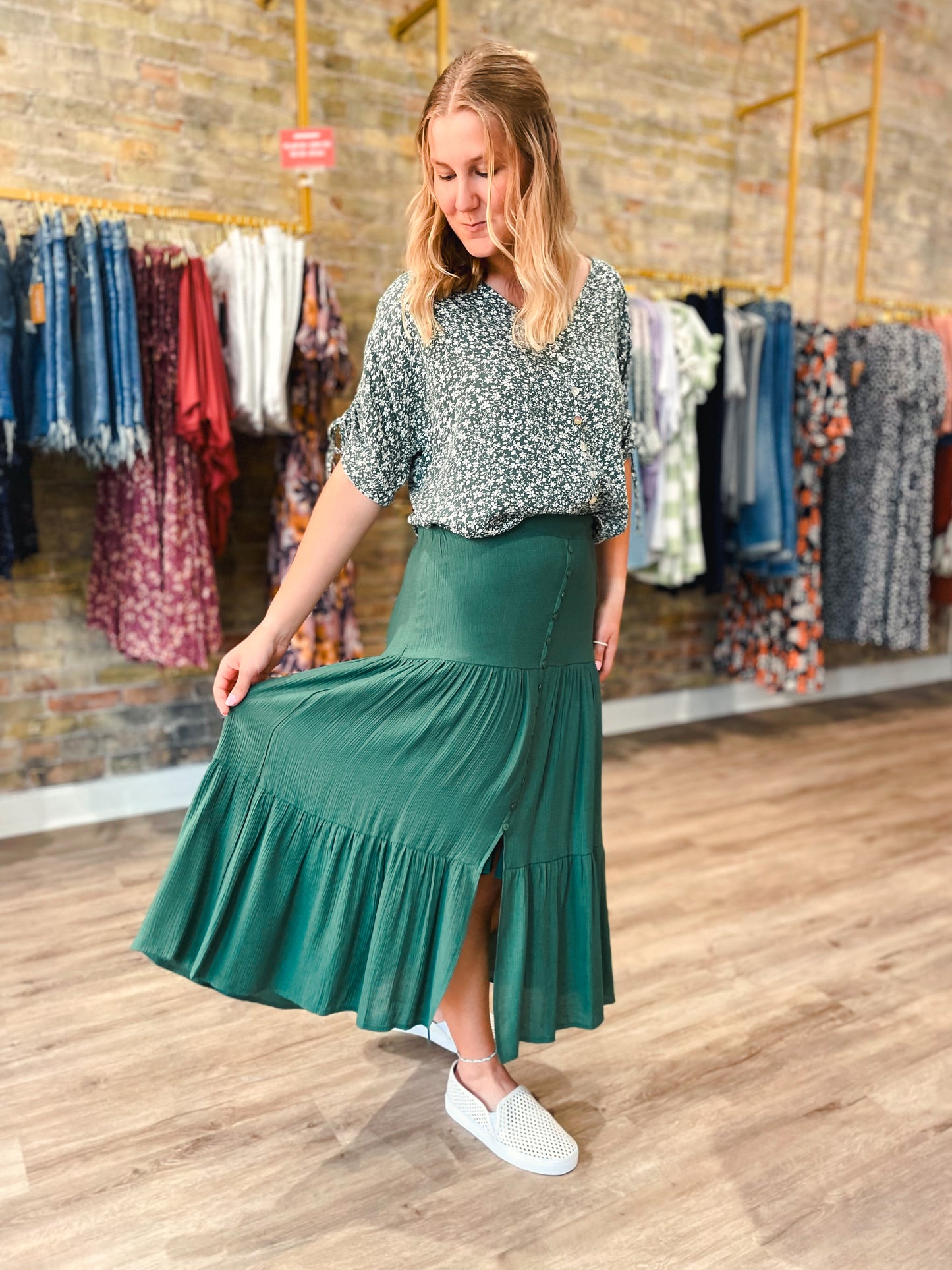 Tiered Crinkled Skirt