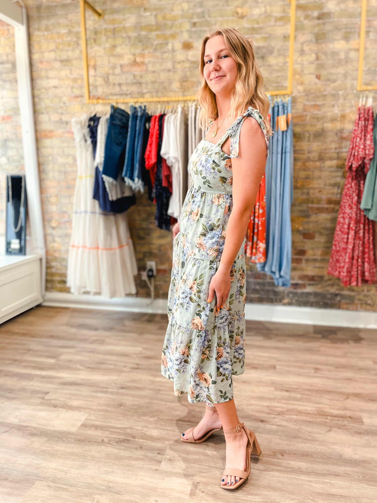 Floral Square Neck Dress