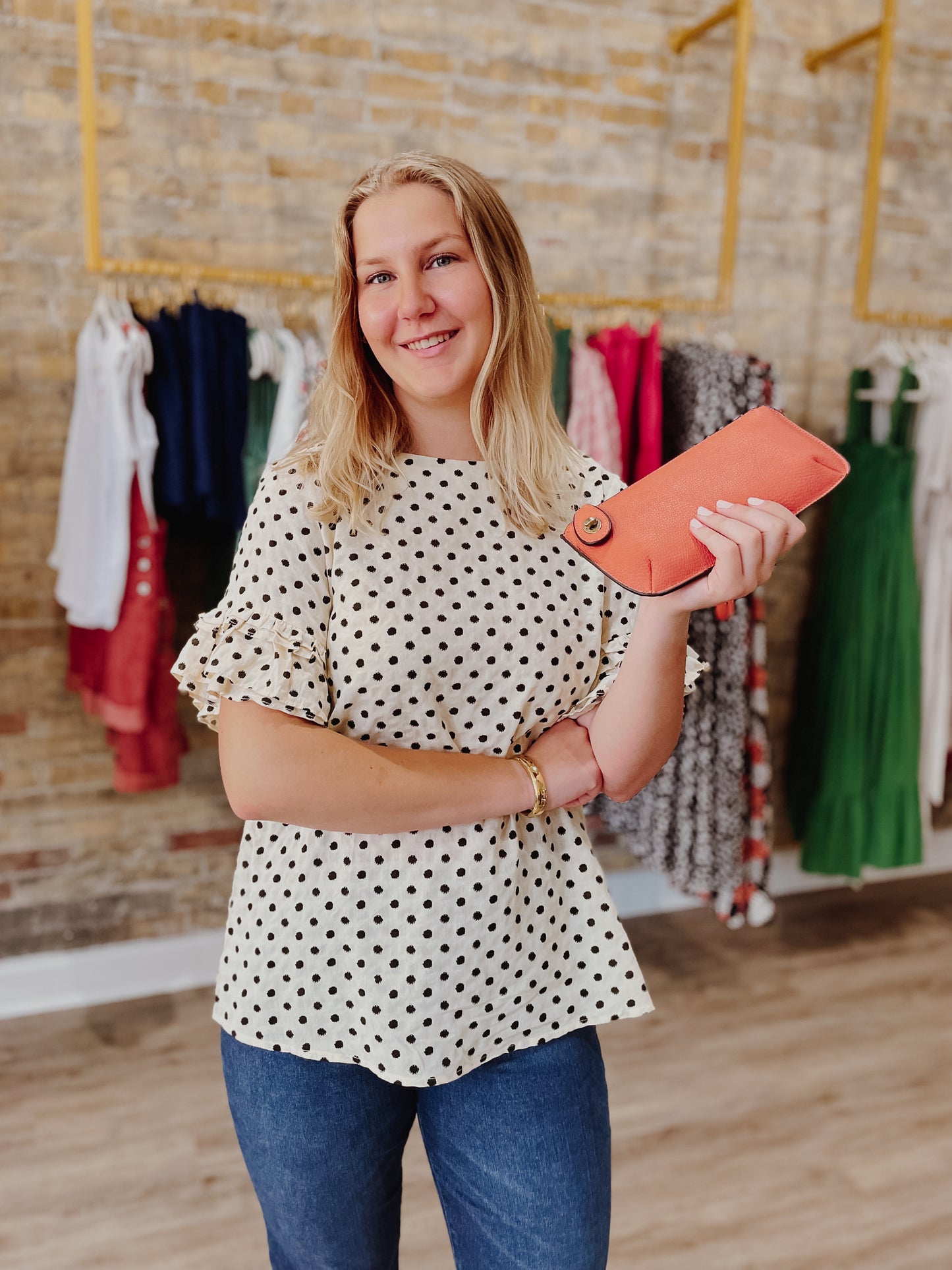 Polka Dot Round Neck Top