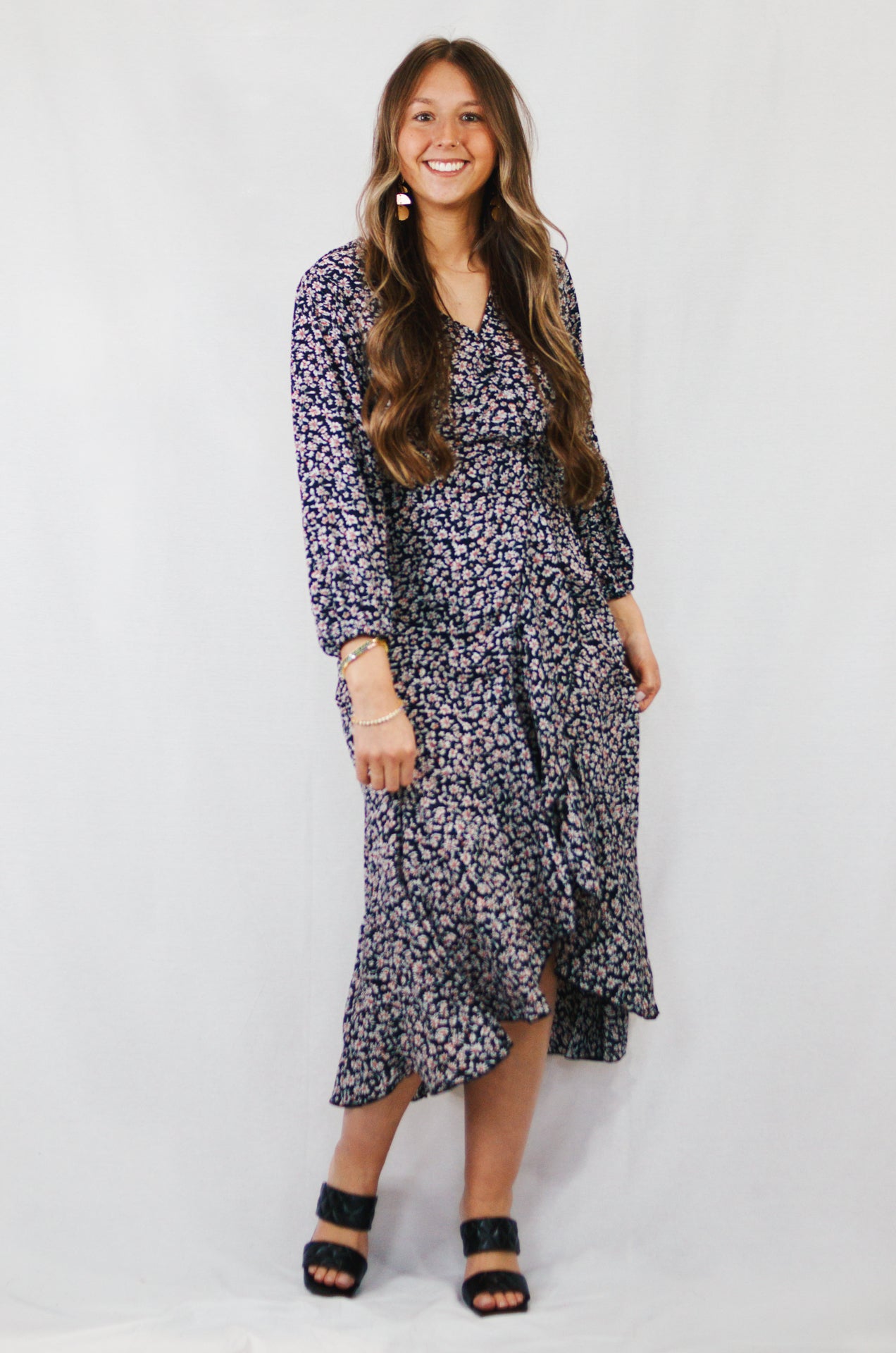 V Neck Slit Wrap Dress