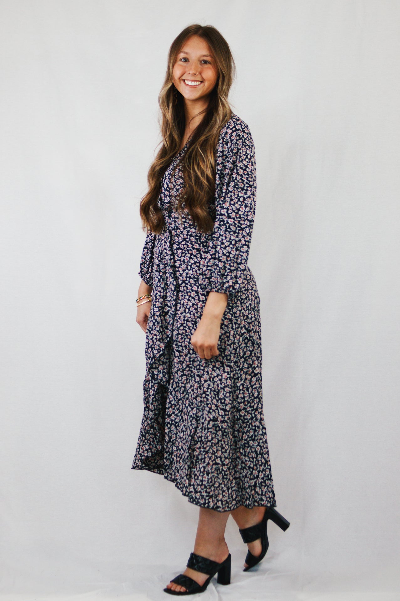 V Neck Slit Wrap Dress