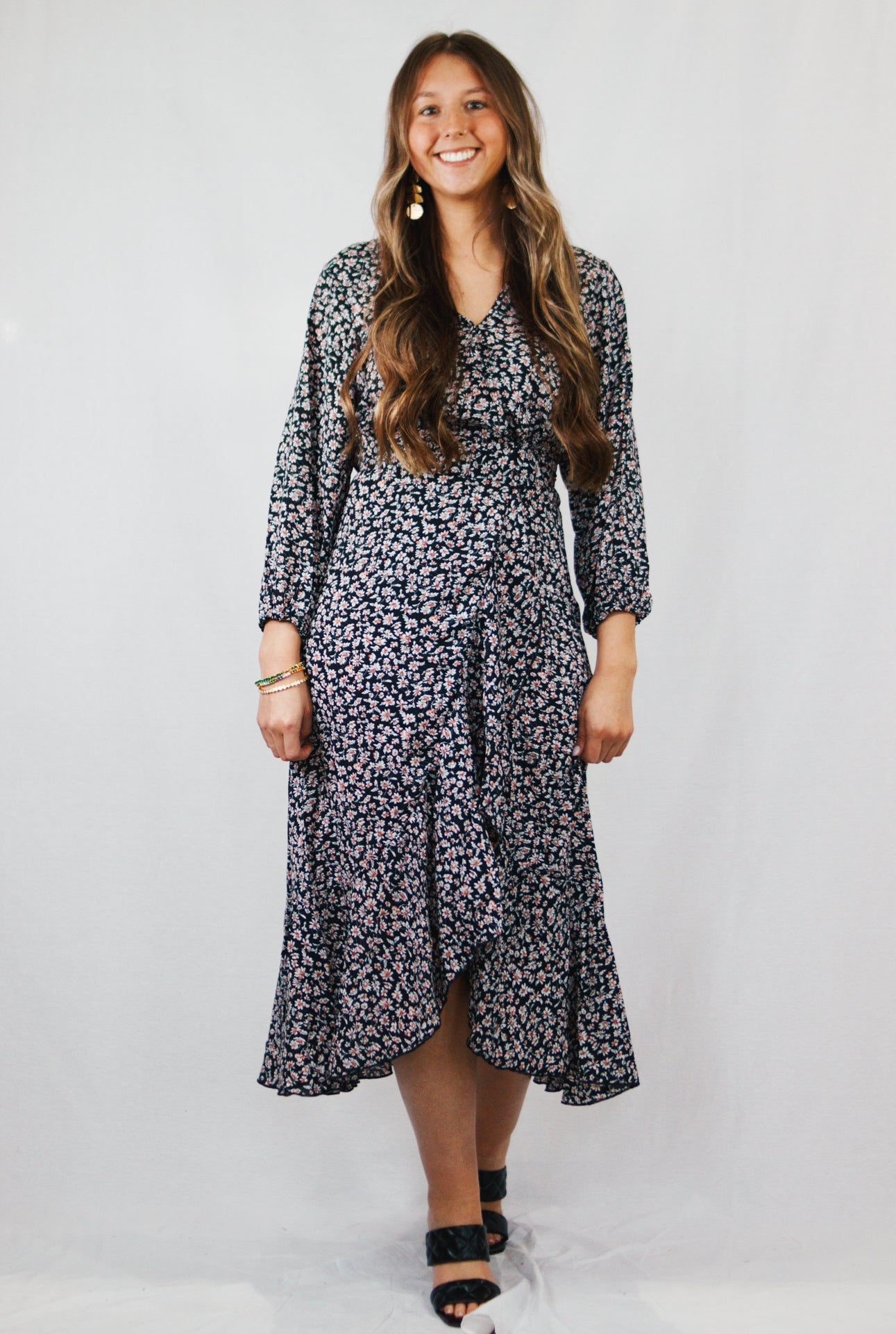V Neck Slit Wrap Dress