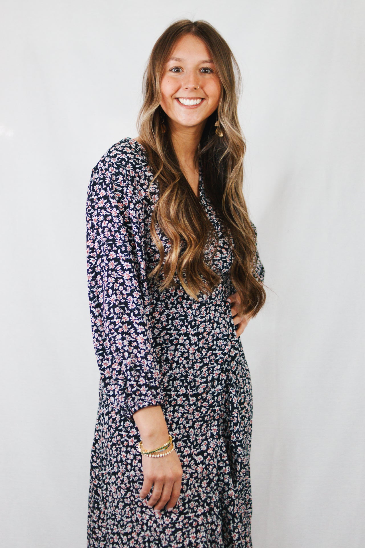 V Neck Slit Wrap Dress