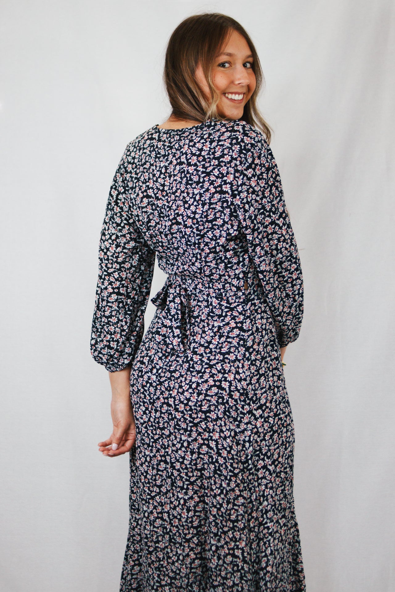 V Neck Slit Wrap Dress