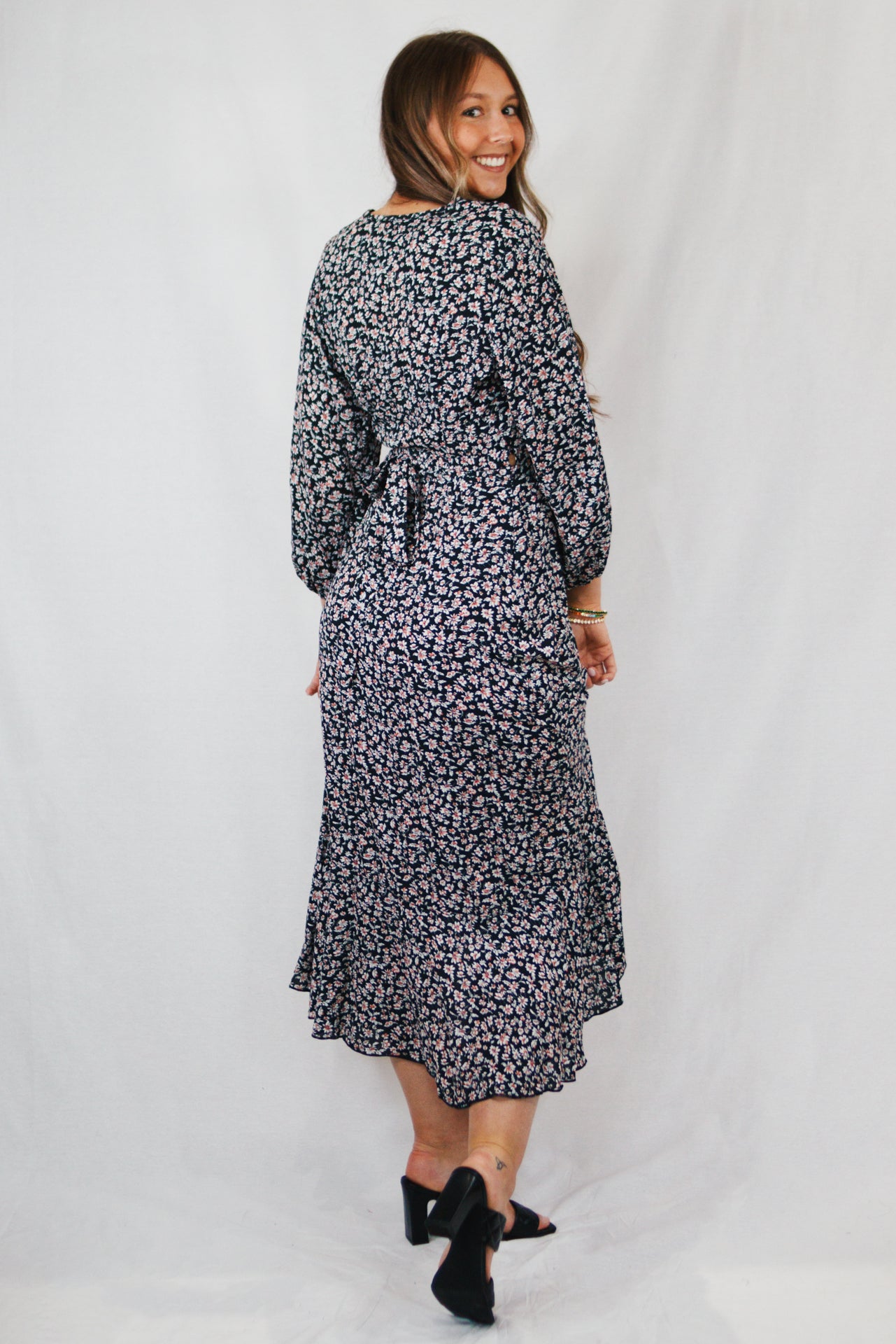 V Neck Slit Wrap Dress