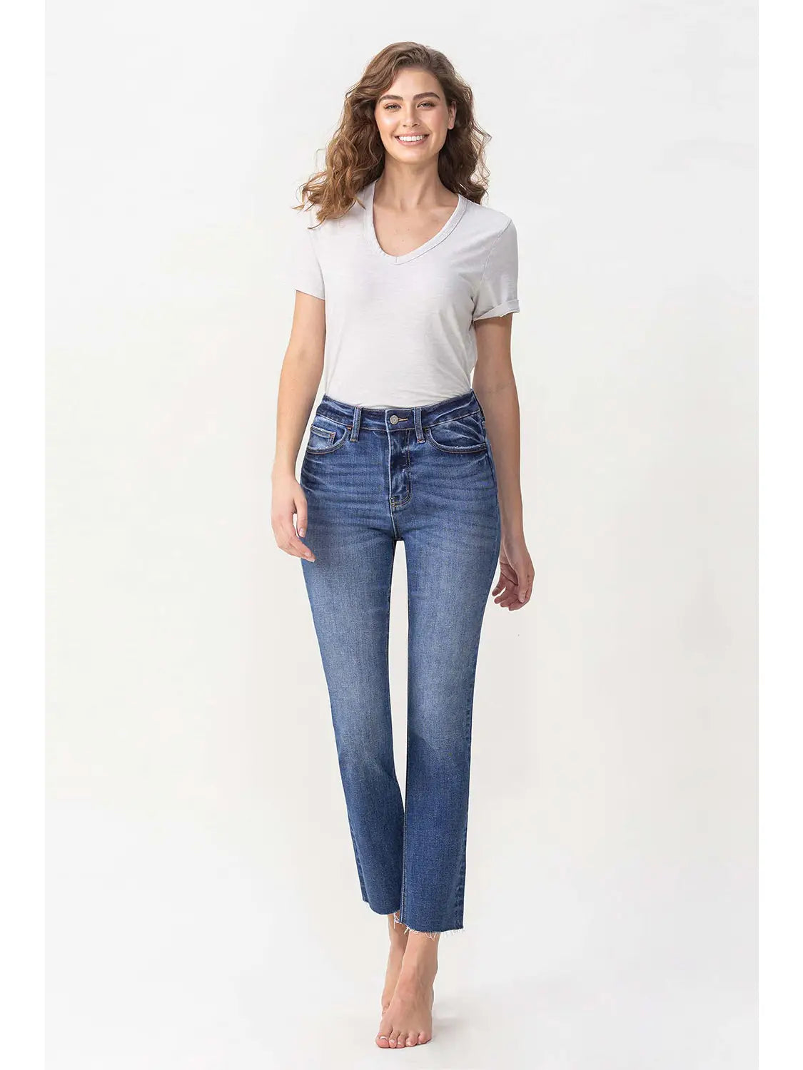 Curvy High Rise Slim Straight Leg