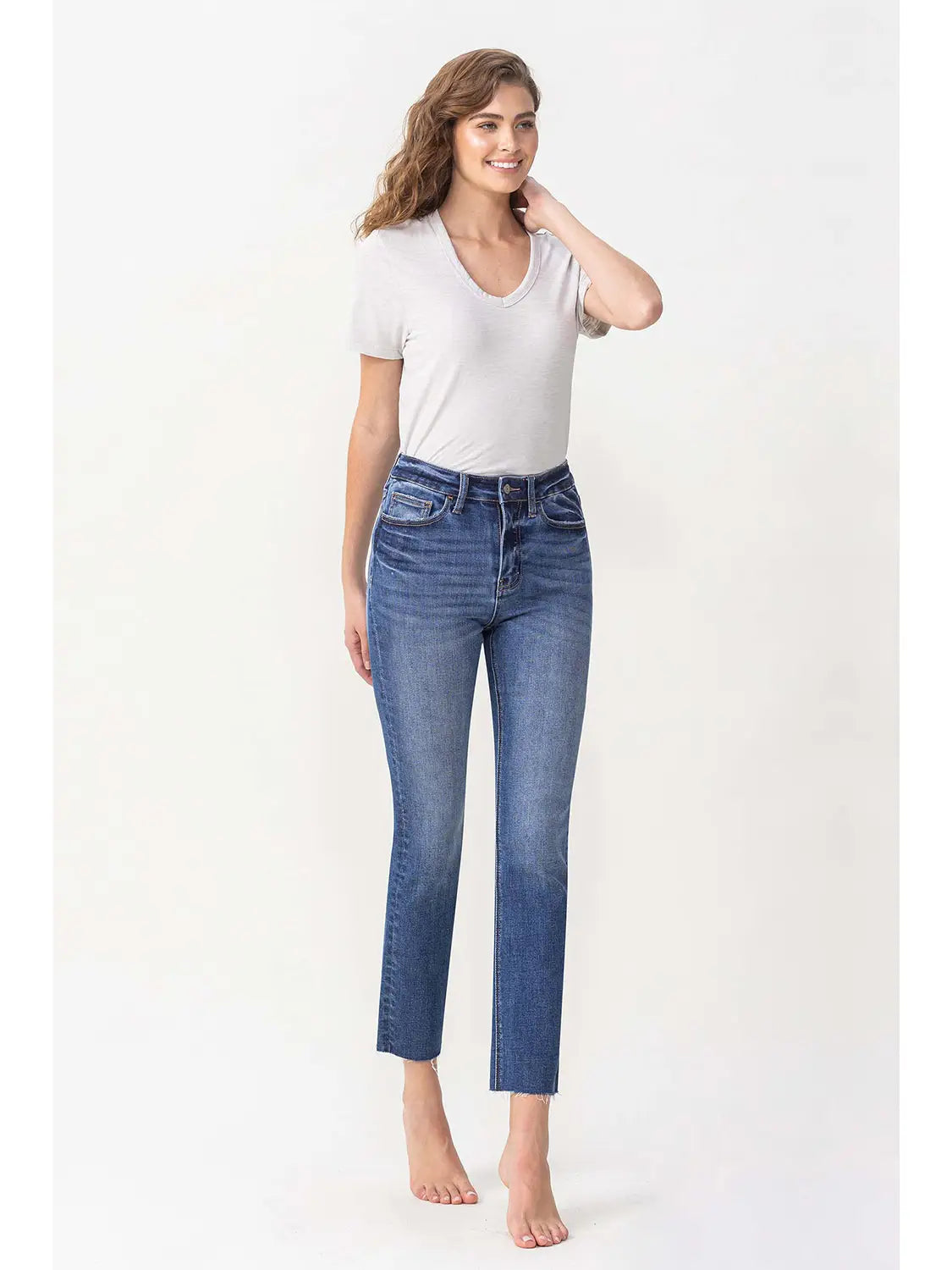 Curvy High Rise Slim Straight Leg