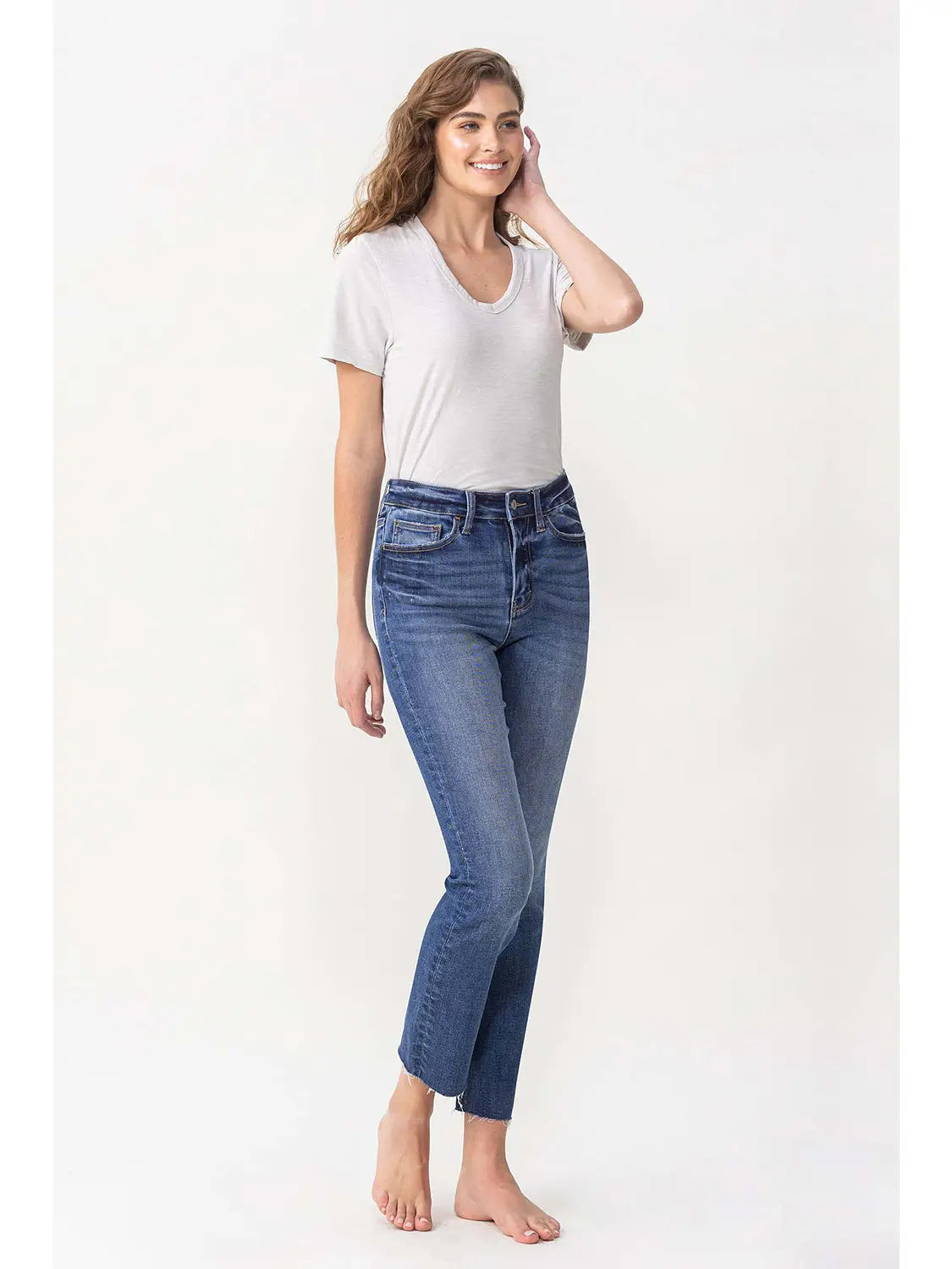 Curvy High Rise Slim Straight Leg