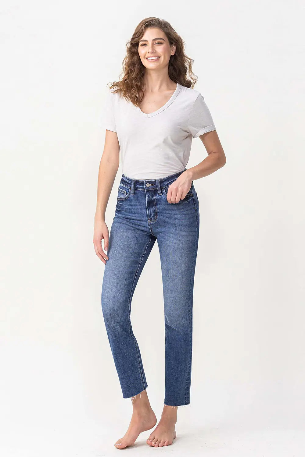 Curvy High Rise Slim Straight Leg