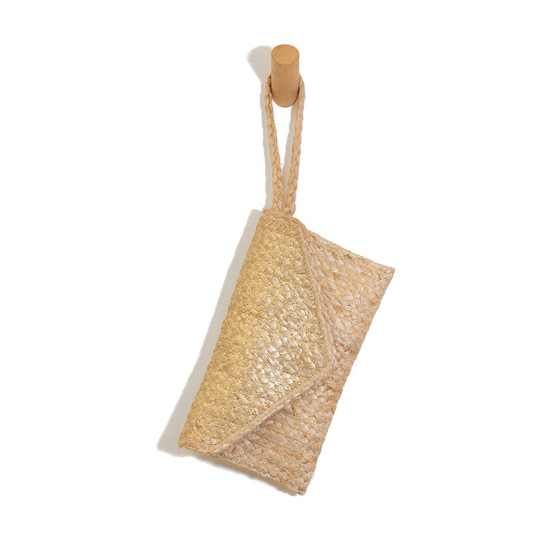 Metallic Gold Roxy Jute Wristlet