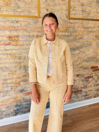 Olivia Jean Jacket in classic stretch denim – women’s layering jacket