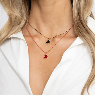 Paisley Heart Necklace Black