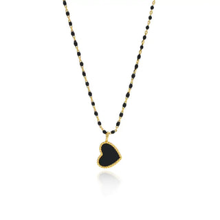 Paisley Heart Necklace Black