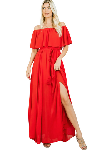 Curvy Off shoulder maxi dress chiffon