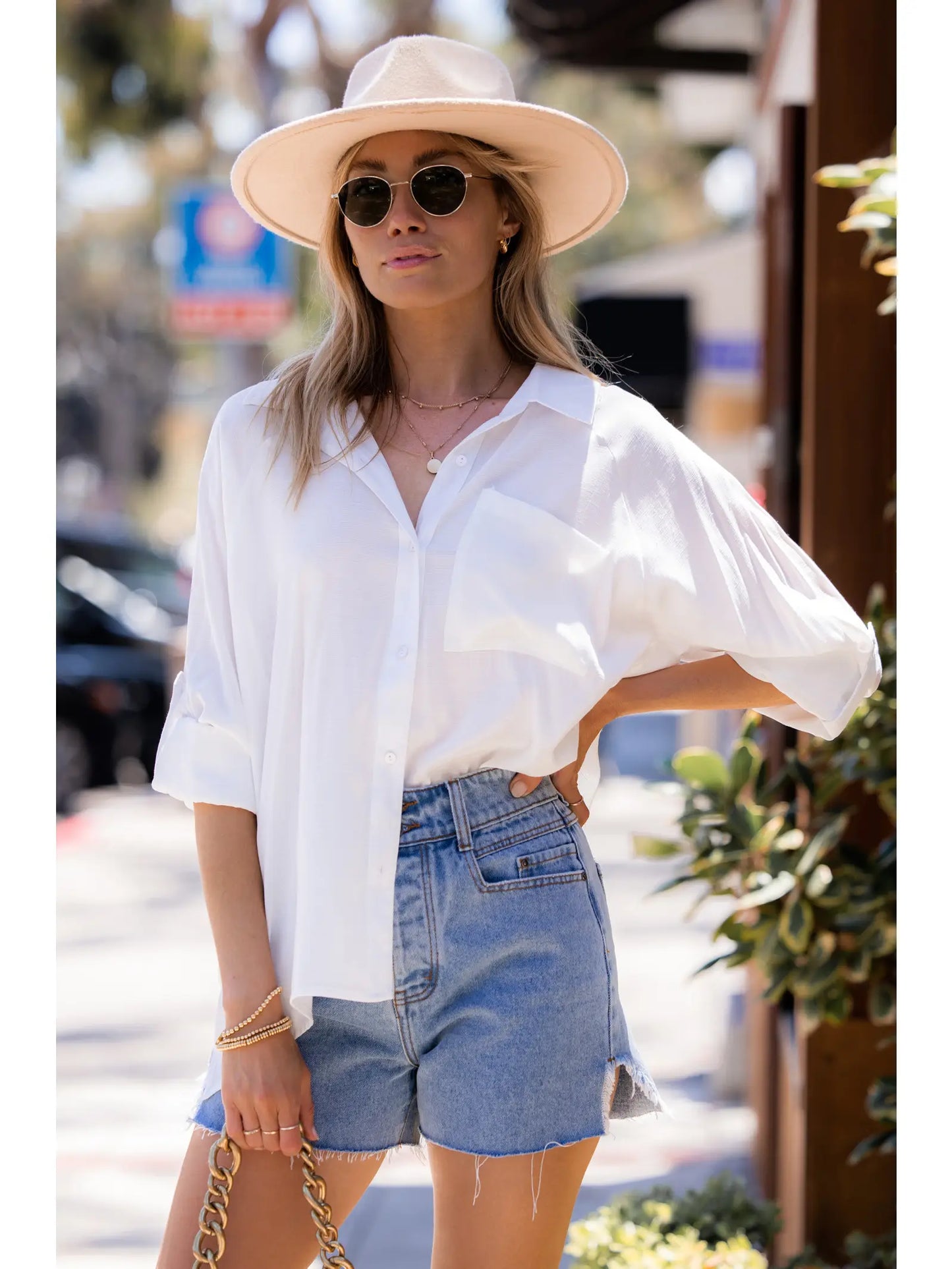 Curvy LS Shirt with Slanted Pocket