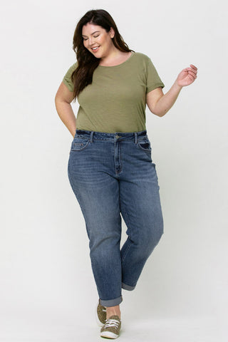Curvy Cuffed Boyfriend Jeans