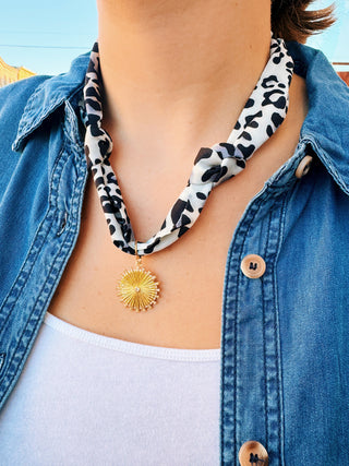 Leopard Scarf Necklace - grey