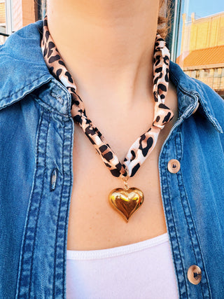 Leopard Scarf Necklace - brown