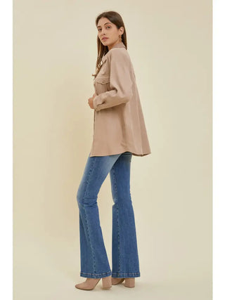 Alina Faux Suede Button Down