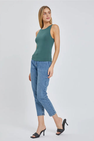 Double Lined Boat Neck Knit Tank