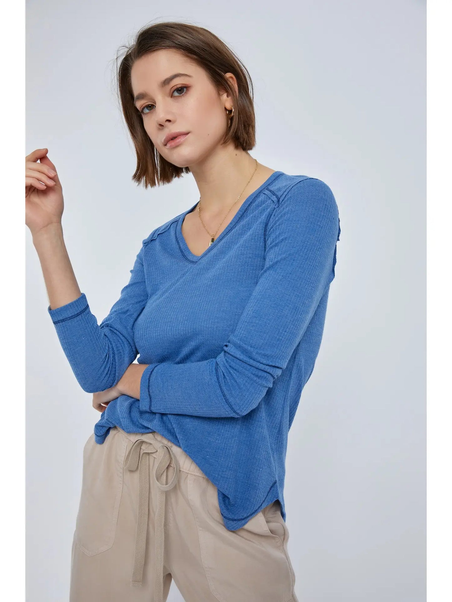 Waffle knit LS Top