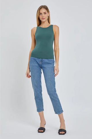 Double Lined Boat Neck Knit Tank