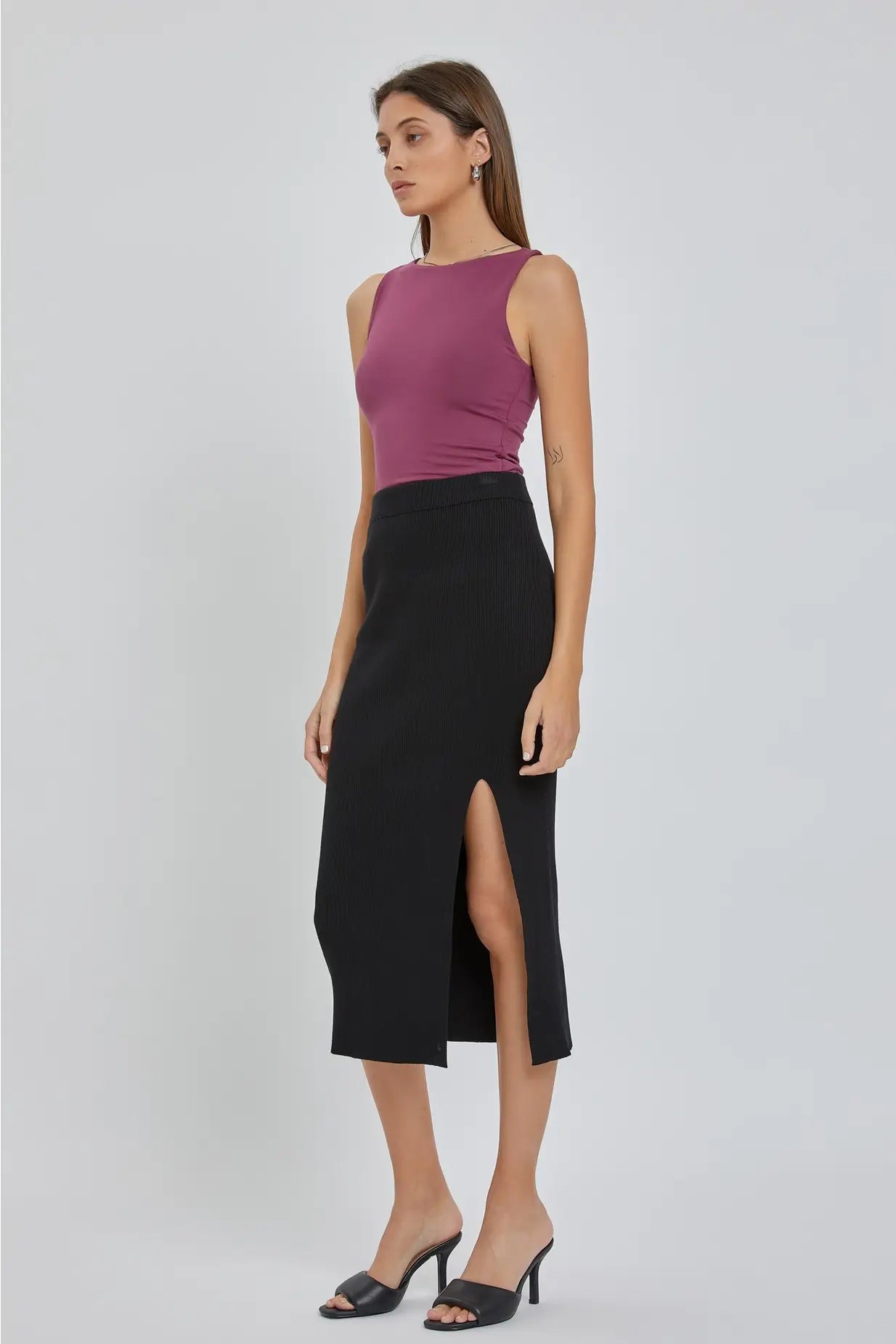 Double Lined Boat Neck Knit Tank