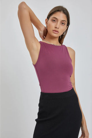 Double Lined Boat Neck Knit Tank