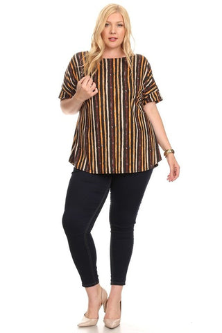 Plus Striped Knit Top