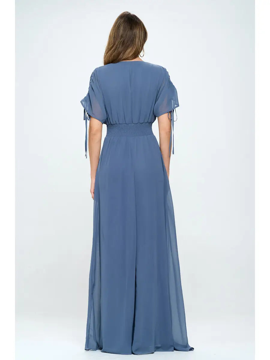 Solid Kimono Sleeves Maxi Dress