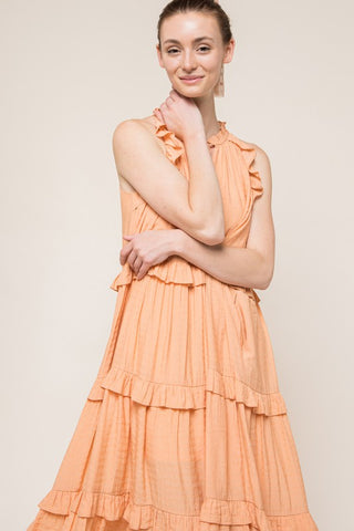 Ruff Tiered Midi Dress