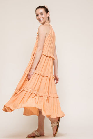 Ruff Tiered Midi Dress