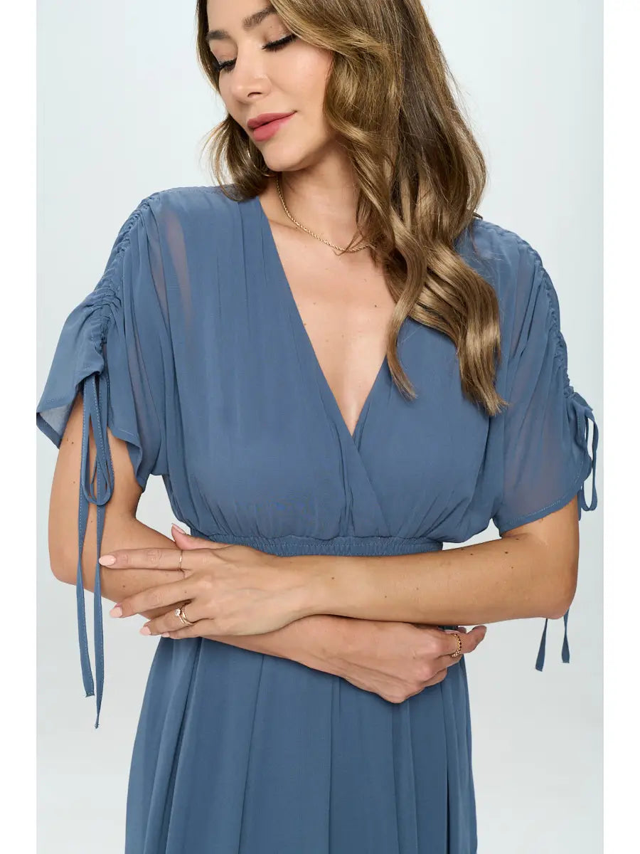 Solid Kimono Sleeves Maxi Dress