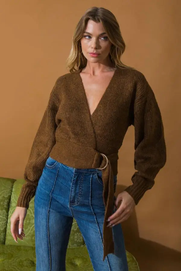 Wrap Sweater Knit top