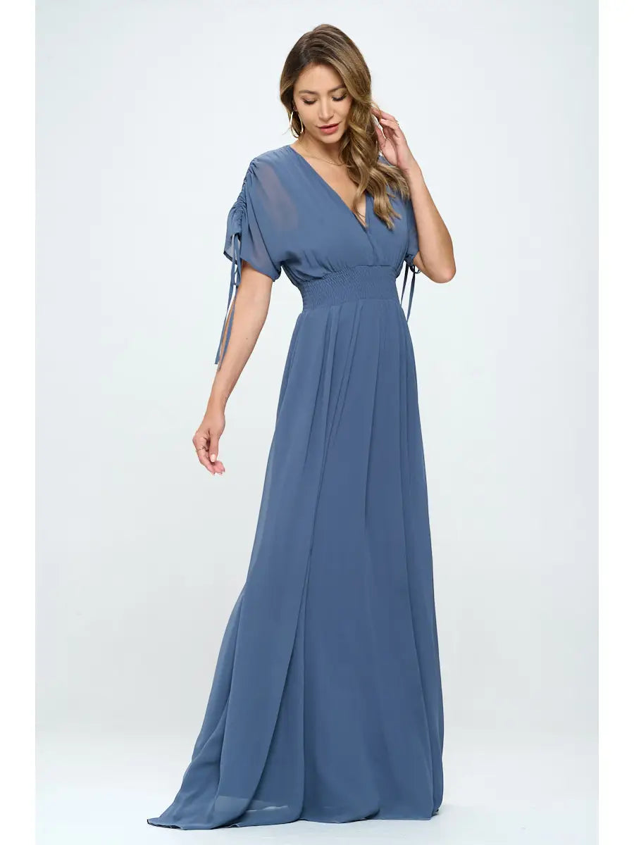 Solid Kimono Sleeves Maxi Dress